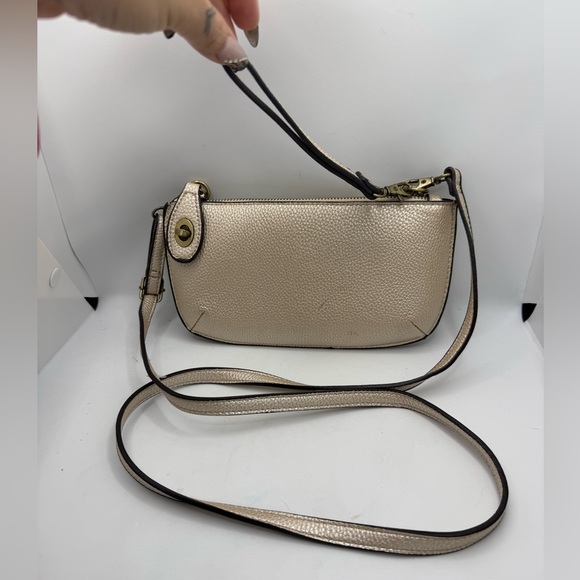Joy Susan mini crossbody wristlet clutch in a metallic champagne vegan leather - Picture 3 of 5